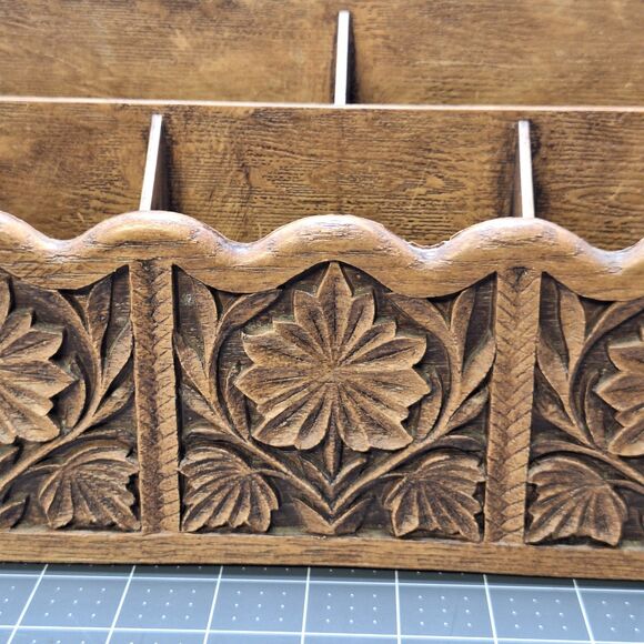 Vintage Lerner Desk Top Letter Mail File Holder Organizer Faux Wood Ornate USA - Picture 2 of 16